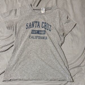 Port and Company Gray T-Shirt with Blue Print